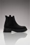Women's Black Emerald Chelsea Boots with Blunt Toe, Thick Sole, and Elastic Sides - 3