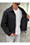 Black Jacket with Flap Collar and Full Zipper Closure - 4