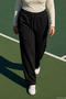 Women's Wide Leg Tie-Waist Cotton Sweatpants 01 Black - 3