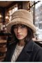 Women's Winter Plush Bucket Hat Soft Furry Hat Beige - 2
