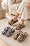 3-Piece Beige Leo - Tan Leo - Gray Leo Leopard Patterned Plush Closed Toe 3 cm Sole Home Slipper Set Byndatom01 - 5