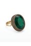 Handmade Women's Large Oval Emerald Green Stone Gold Color Sparkling Frame Ring - 3