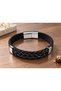 Zorvian Shadowknot Black Leather Men's Bracelet - Layered Wide Braided Front Face - 2