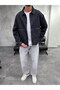 Buttoned Mega Pocket Black Denim Jacket - 2