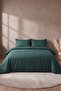 Elite Khaki Striped Satin Double Duvet Cover Set - 4 Pieces - 2