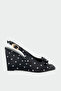 Grena Bow Detailed Polka Dot Women's Heeled Shoes - Black