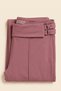 Girl's Wide-Leg Pants with Folded Waist and Buckle Detail - 5