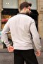 Painted Gray Stripe Detailed Polo Collar Men's Sweatshirt E7212 - 2