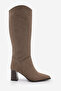 Women's Pointed Toe Thick Heeled Non-Zipper Boots Tines Mink Suede - 2