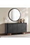 Plugari Sideboard With Mirror 4 Door Veneer - Black & Brown