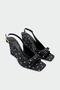 Grena Bow Detailed Polka Dot Women's Heeled Shoes - Black - 2