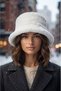 Women's Winter Plush Bucket Hat Soft Furry Hat White - 2