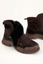 Women's Brown Fur-Lined Cold-Resistant Comfortable Sole Boots Seferi1 - 5
