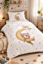 Bear Lying on the Moon and Star Patterned Duvet Cover Set - 160X220 Duvet Cover, 70X50 Pillowcase Set, Without Sheets - 2