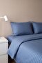 Elite Indigo Striped Satin Double Duvet Cover Set - 4 Pieces - 6