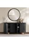 Plugari Sideboard With Mirror 4 Door Veneer - Black & Brown - 3