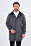 Textured Oversize Shirt Collar Hidden Button Side Pocket Wool Men's Coat Black - 21344.26K - 5