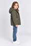 Girl's Hooded Soft Lined Winter Coat with Pockets Khaki Powder Black Ak4266 - 4