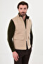 Plain Slim Fit Stand Collar Double Zipper Wool Blend Men's Vest Beige - 40966.26K - 5
