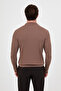 Knitted Patterned Slim Fit Crew Neck Cotton Men's Knitwear Sweater Milky Coffee - 11608.26K - 4