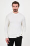 Ribbed Slim Fit High Crew Neck Cotton Men's Knitwear Sweater Ecru - 11601.26K - 2