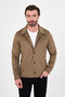 Straight Slim Fit Shirt Collar Snap Fastener Side Pocket Suede Men's Coat Khaki - 39682.26K - 5