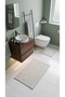 Revna White Washable 2-Piece Bath Mat Set (60X100-50X60 cm) | Non-Slip Base Modern Bath Mat