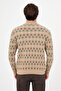 Checkered Slim Fit Crew Neck Chenille Men's Knitwear Sweater Beige - 11609.26K - 4