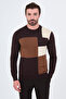 Patterned Slim Fit Crew Neck Cashmere Men's Knitwear Sweater Brown - 11623.26K