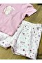 Baby Girl Rabbit Patterned Summer Short Sleeve Shorts Set - 4