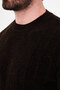 Ribbed Slim Fit Crew Neck Chenille Men's Knitwear Sweater Brown - 11614.26K - 2