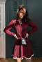 Women's knit set: polo neck stylish sweater & skirt two-piece with lycra - 2