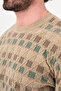 Checkered Slim Fit Crew Neck Chenille Men's Knitwear Sweater Beige - 11609.26K - 2