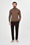 Plain Patterned Slim Fit Half Turtleneck Cashmere Men's Knitwear Sweater Milk Coffee - 11612.26K - 3