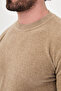 Plain Slim Fit Crew Neck Chenille Men's Knitwear Sweater Beige - 11604.26K - 2