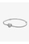 Pavé Zircon Stone Heart Clip Charm Bracelet – Silver Color Tarnish Resistant Steel Women's Bracelet - 3