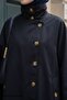 Black Trench Coat with High Collar Lining - 4