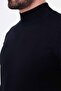 Plain Slim Fit Half Turtleneck Ribbed Cotton Men's Knitwear Sweater Navy Blue - 11606.26K - 2
