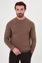 Ribbed Slim Fit High Crew Neck Cotton Men's Knitwear Sweater Milky Coffee - 11601.26K