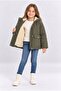 Girl's Hooded Soft Lined Winter Coat with Pockets Khaki Powder Black Ak4266