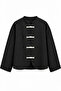 Women's Japanese Button Detail Notched Collar Relaxed Fit Long Sleeve Casual Stylish Standard Size Jacket