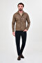 Textured Slim Fit Shirt with Collar Snap Fasteners Faux Leather Men's Coat Mink - 39692.26K - 3