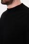 Ribbed Slim Fit High Crew Neck Cotton Men's Knitwear Sweater Black - 11601.26K - 2