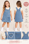 Girl's Heart Detailed Denim Salopet Dress and Floral Short-Sleeved Blouse 2-Piece Set - 2