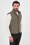 Textured Slim Fit Stand Collar Buttoned Wool Blend Men's Vest Khaki - 40965.26K - 5