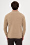 Plain Slim Fit Polo Collar Zippered Chenille Men's Knitwear Sweater Beige - 11603.26K - 4