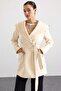 Torba Pocketed Hooded Short Coat Ecru 3185 - 3