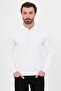 Plain Slim Fit Polo Collar Metal Buttoned Cotton Men's Knitwear Sweater Ecru - 11619.26K