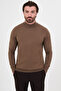 Plain Patterned Slim Fit Half Turtleneck Cashmere Men's Knitwear Sweater Milk Coffee - 11612.26K
