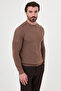 Ribbed Slim Fit High Crew Neck Cotton Men's Knitwear Sweater Milky Coffee - 11601.26K - 5